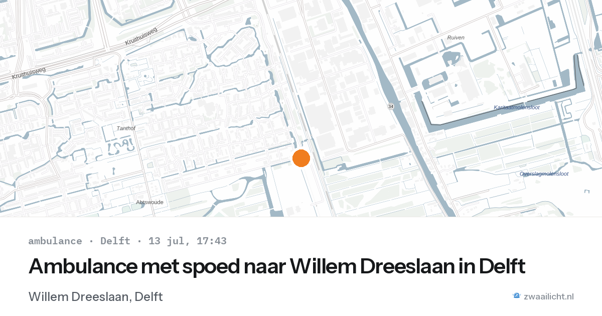Ambulance met spoed naar Willem Dreeslaan in Delft — 13 jul 2026