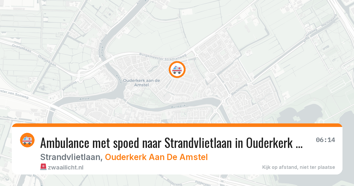Ambulance met spoed naar Strandvlietlaan in Ouderkerk Aan De Amstel — 12 jun 2026