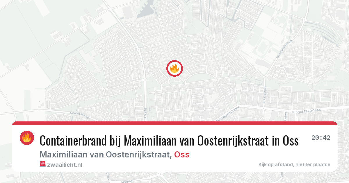 Containerbrand bij Maximiliaan van Oostenrijkstraat in Oss — 25 apr 2026
