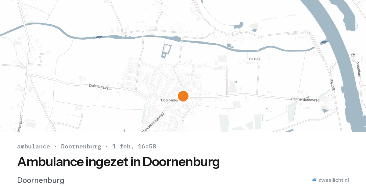 Ambulance ingezet in Doornenburg — 1 feb 2026