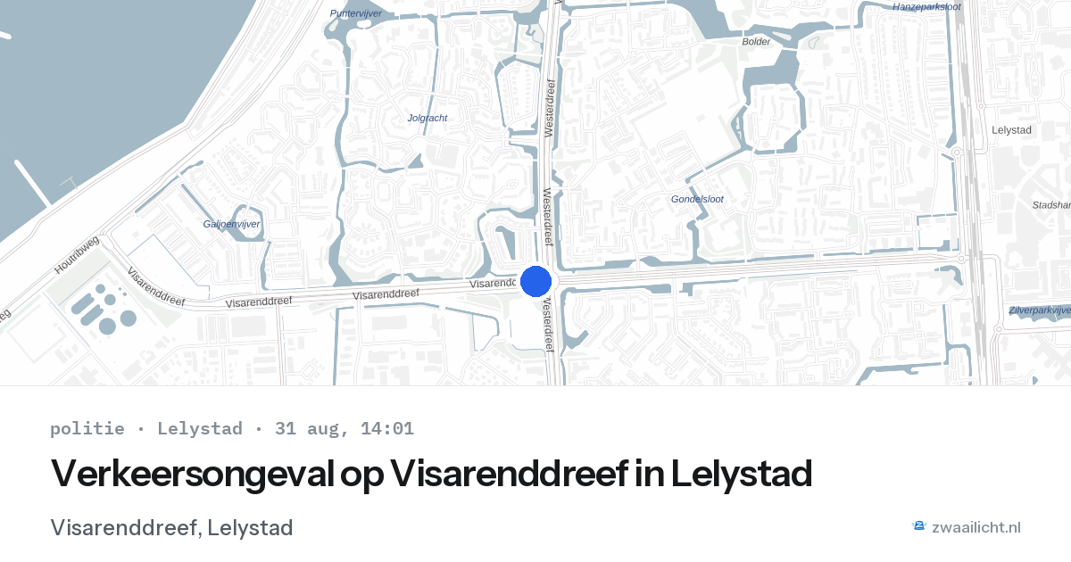 Verkeersongeval op Visarenddreef in Lelystad — 31 aug 2026