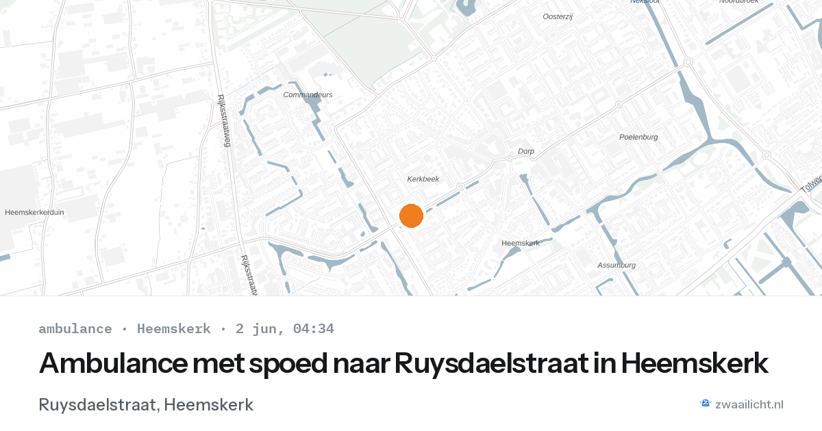 Ambulance met spoed naar Ruysdaelstraat in Heemskerk — 2 jun 2026