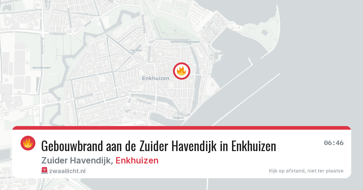 Gebouwbrand aan de Zuider Havendijk in Enkhuizen — 13 jun 2026