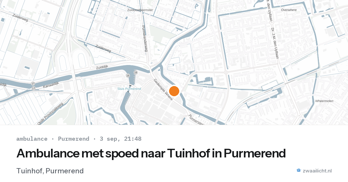 Ambulance met spoed naar Tuinhof in Purmerend — 3 sep 2026