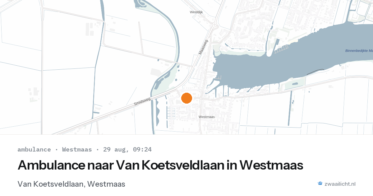 Ambulance naar Van Koetsveldlaan in Westmaas — 29 aug 2026