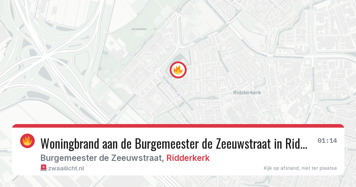 Woningbrand aan de Burgemeester de Zeeuwstraat in Ridderkerk — 25 mrt 2026