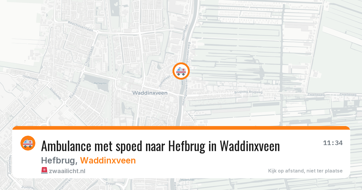 Ambulance met spoed naar Hefbrug in Waddinxveen — 15 jun 2026