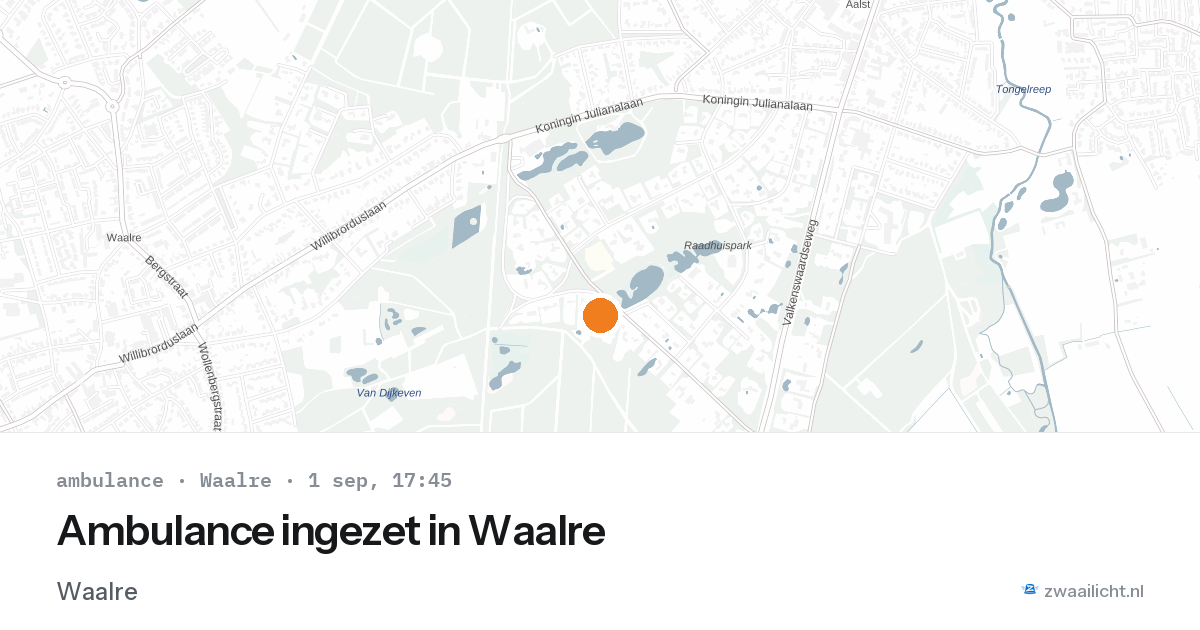 Ambulance ingezet in Waalre — 1 sep 2026