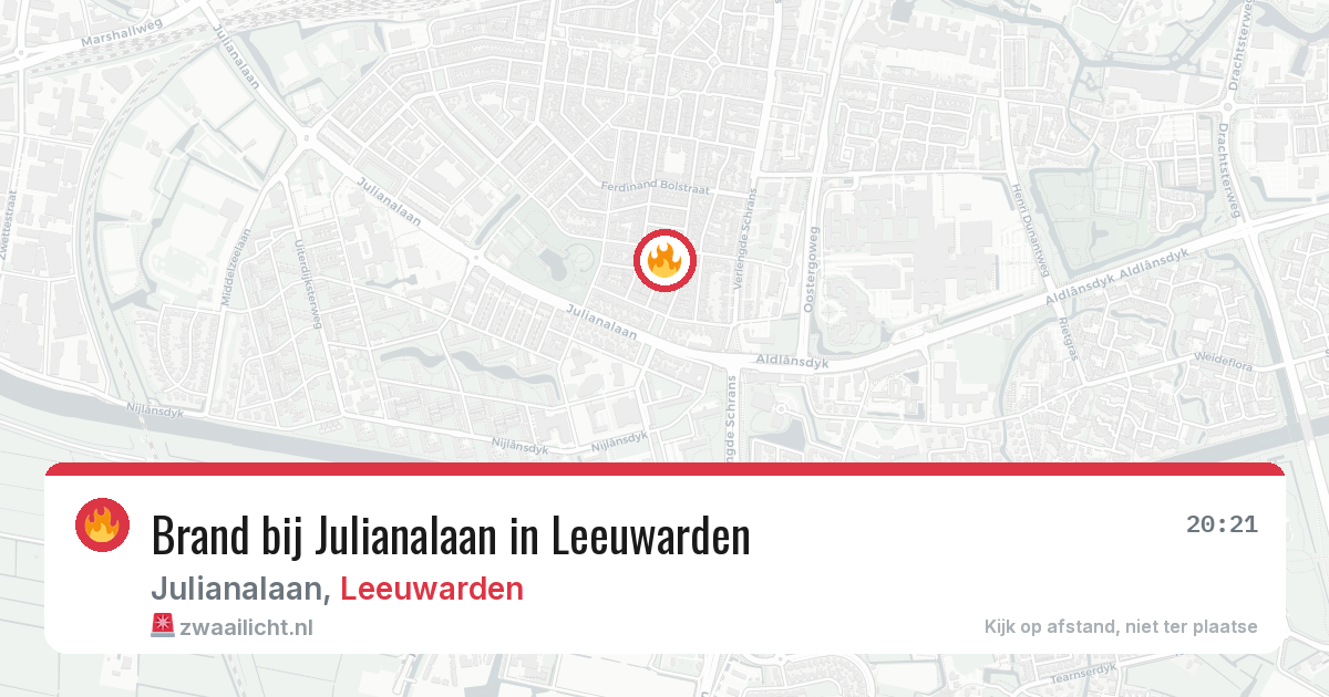 Brand bij Julianalaan in Leeuwarden — 9 jul 2026
