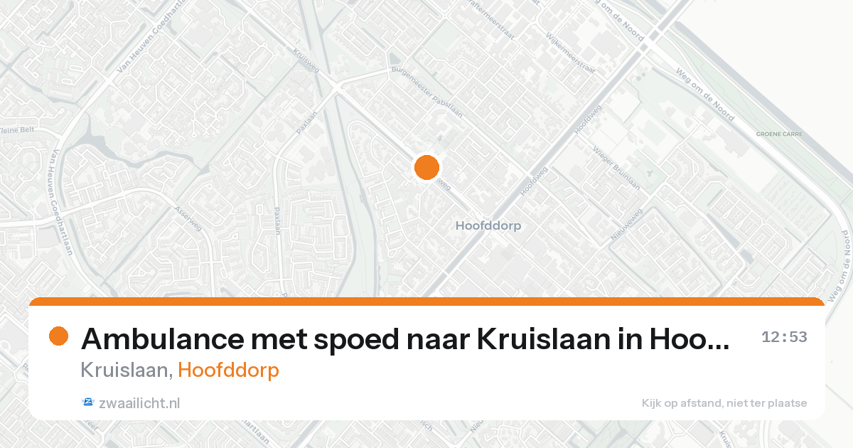 Ambulance met spoed naar Kruislaan in Hoofddorp — 20 aug 2026