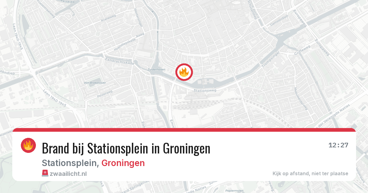 Brand bij Stationsplein in Groningen — 8 jul 2026