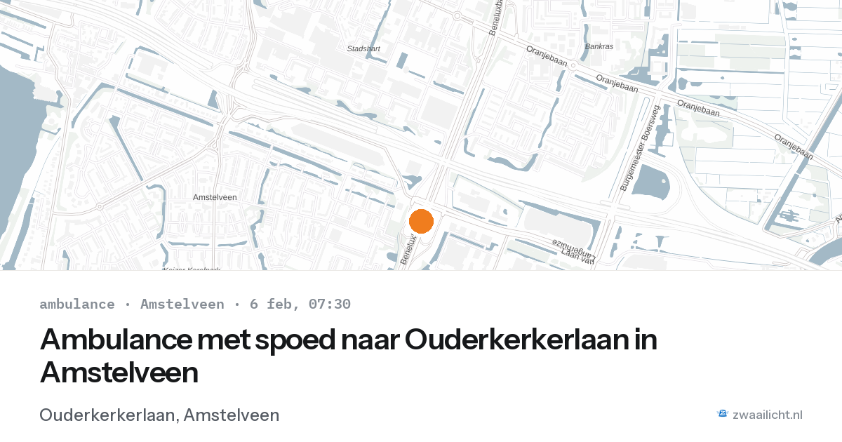 Ambulance met spoed naar Ouderkerkerlaan in Amstelveen — 6 feb 2026