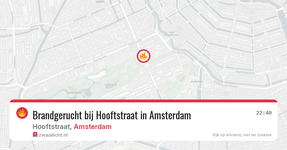 Brandgerucht bij Hooftstraat in Amsterdam — 7 aug 2026