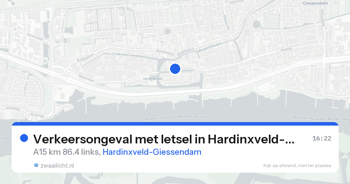 Verkeersongeval met letsel in Hardinxveld-Giessendam — 19 aug 2026