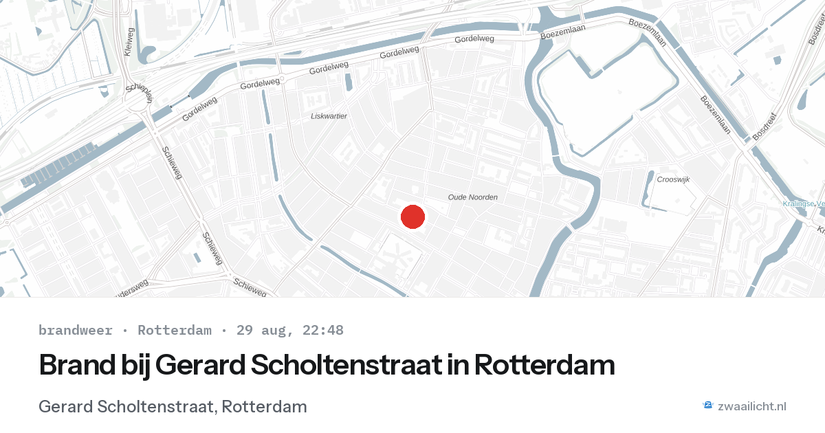 Brand bij Gerard Scholtenstraat in Rotterdam — 29 aug 2026