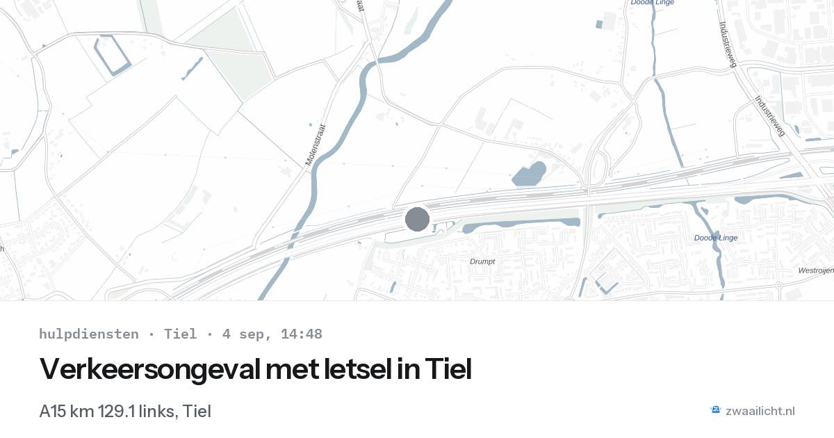 Verkeersongeval met letsel in Tiel — 4 sep 2026