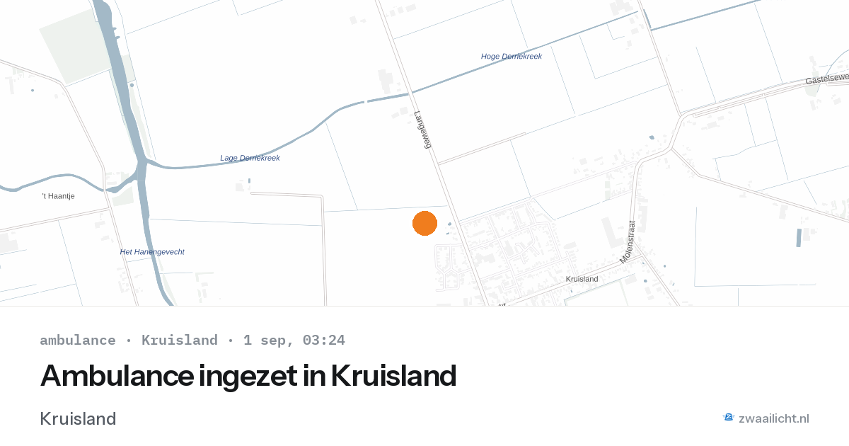 Ambulance ingezet in Kruisland — 1 sep 2026