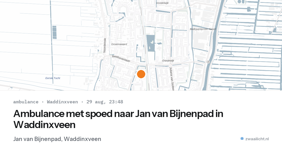 Ambulance met spoed naar Jan van Bijnenpad in Waddinxveen — 29 aug 2026