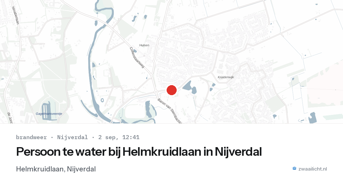 Persoon te water bij Helmkruidlaan in Nijverdal — 2 sep 2026