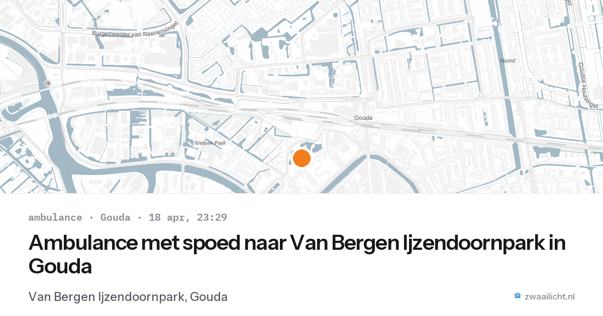 Ambulance met spoed naar Van Bergen Ijzendoornpark in Gouda — 18 apr 2026