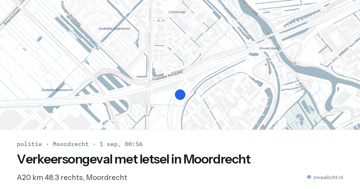 Verkeersongeval met letsel in Moordrecht — 31 aug 2026