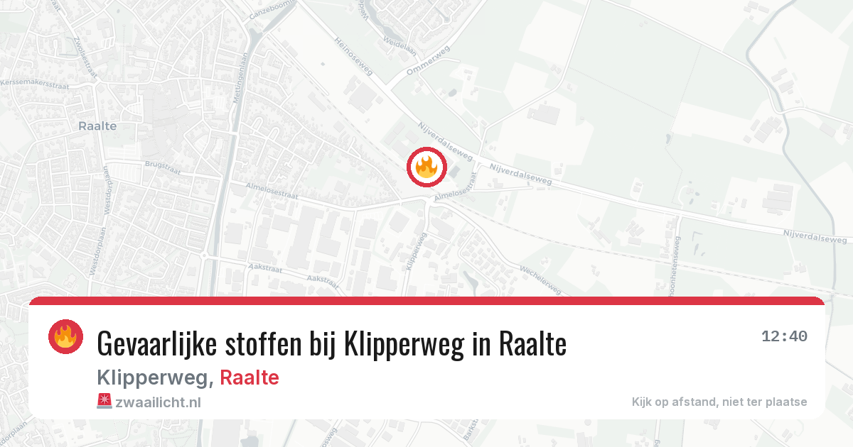 Gevaarlijke stoffen bij Klipperweg in Raalte — 16 jun 2026
