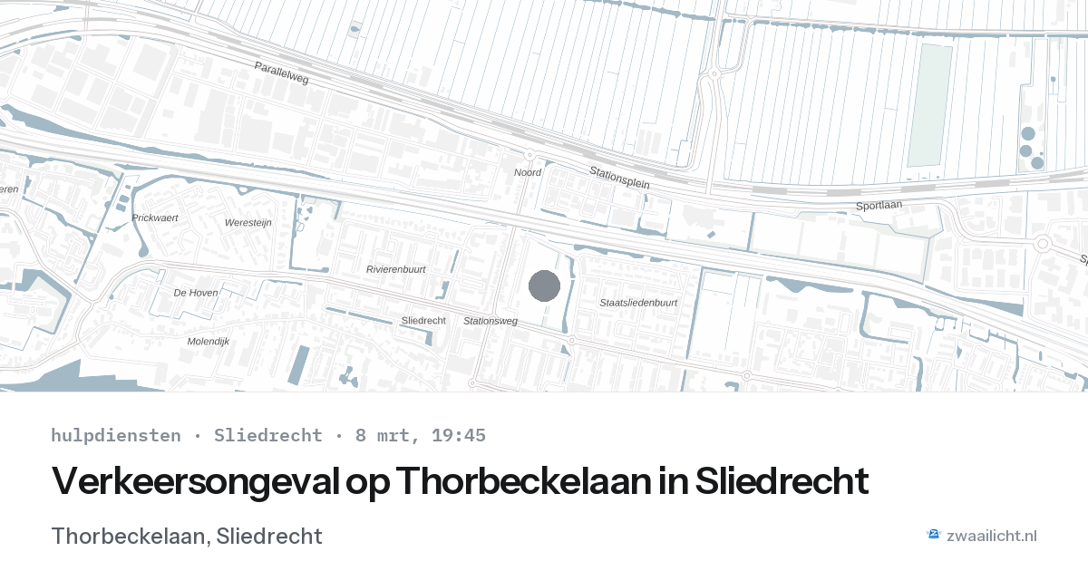 Verkeersongeval op Thorbeckelaan in Sliedrecht — 8 mrt 2026