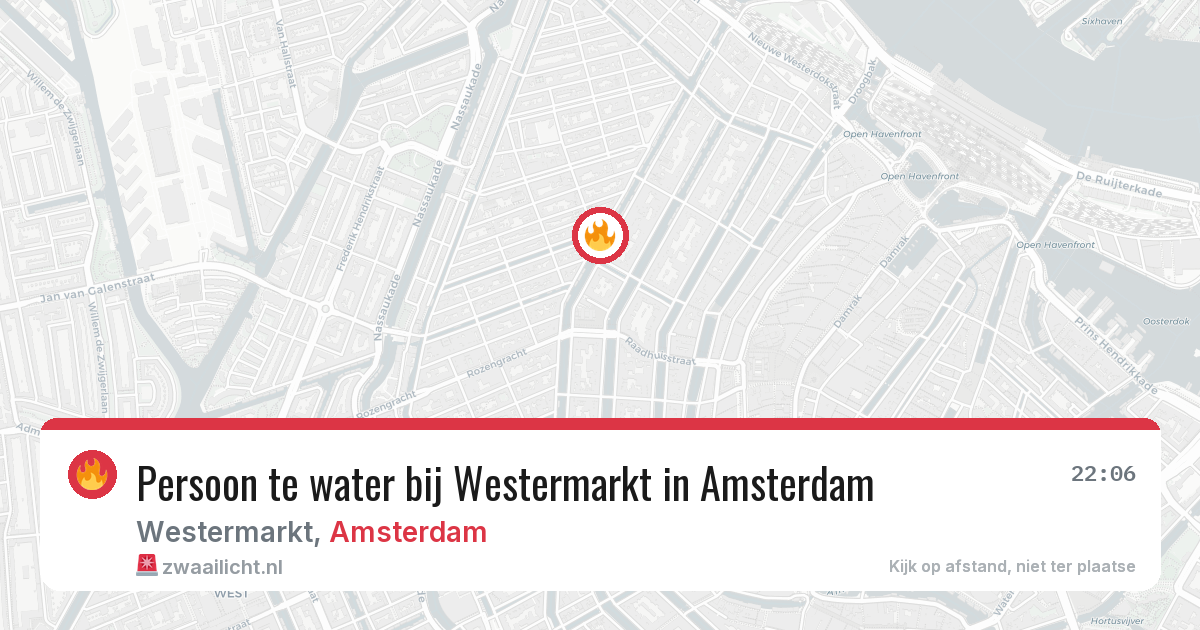 Persoon te water bij Westermarkt in Amsterdam — 15 jun 2026