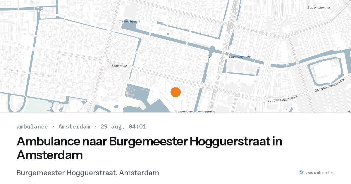 Ambulance naar Burgemeester Hogguerstraat in Amsterdam — 29 aug 2026