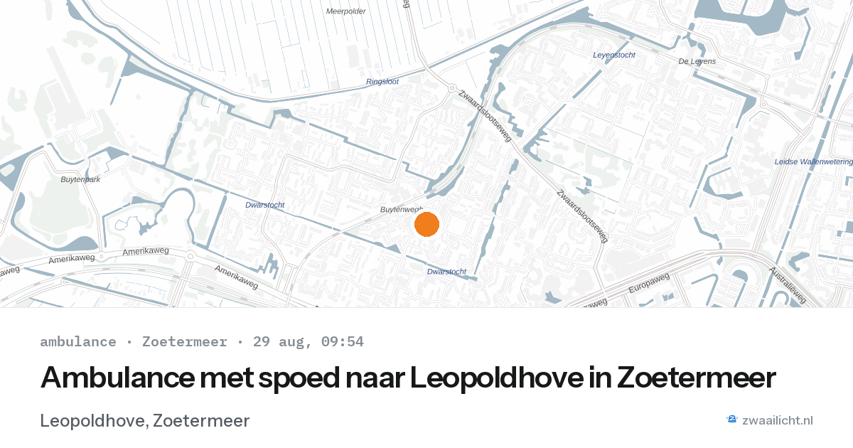 Ambulance met spoed naar Leopoldhove in Zoetermeer — 29 aug 2026