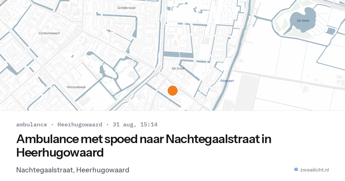 Ambulance met spoed naar Nachtegaalstraat in Heerhugowaard — 31 aug 2026