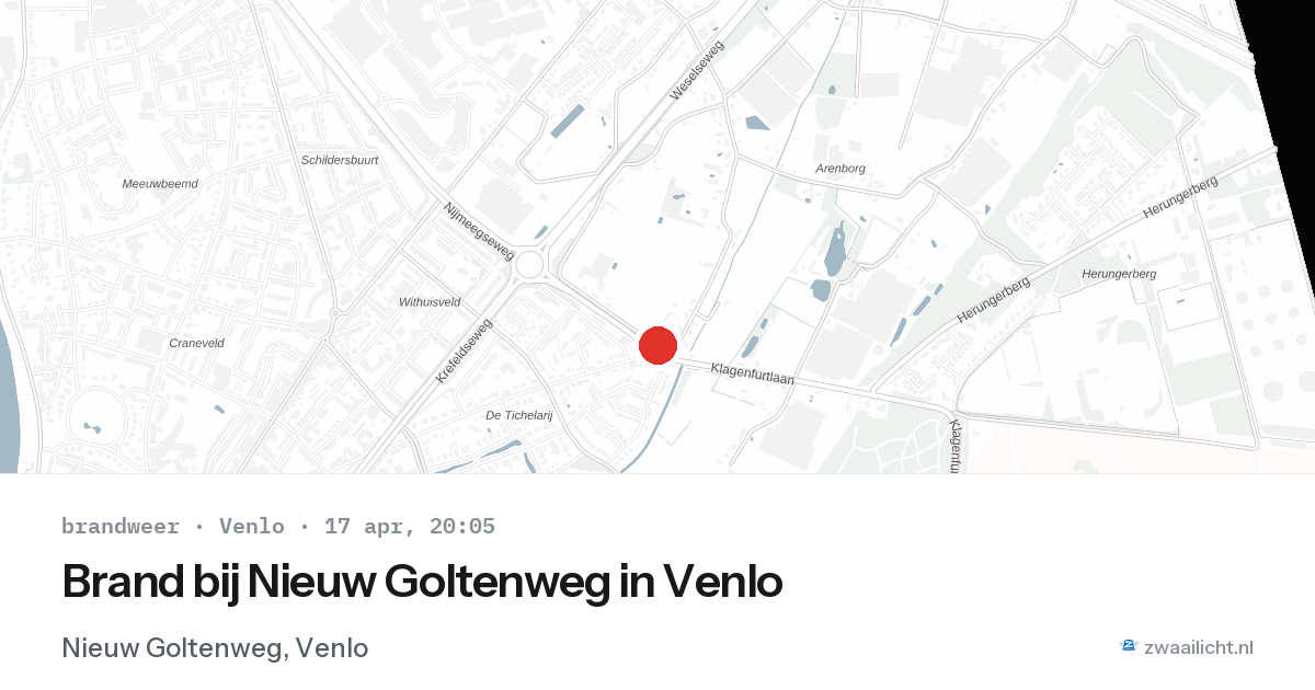 Brand bij Nieuw Goltenweg in Venlo — 17 apr 2026