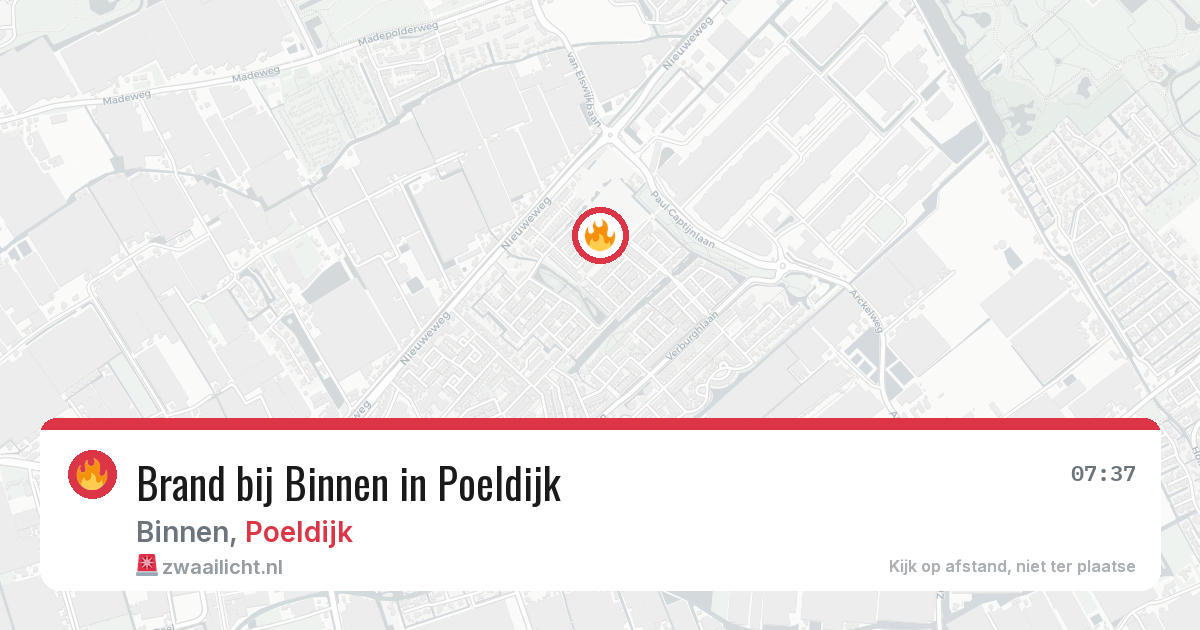 Brand bij Binnen in Poeldijk — 8 aug 2026