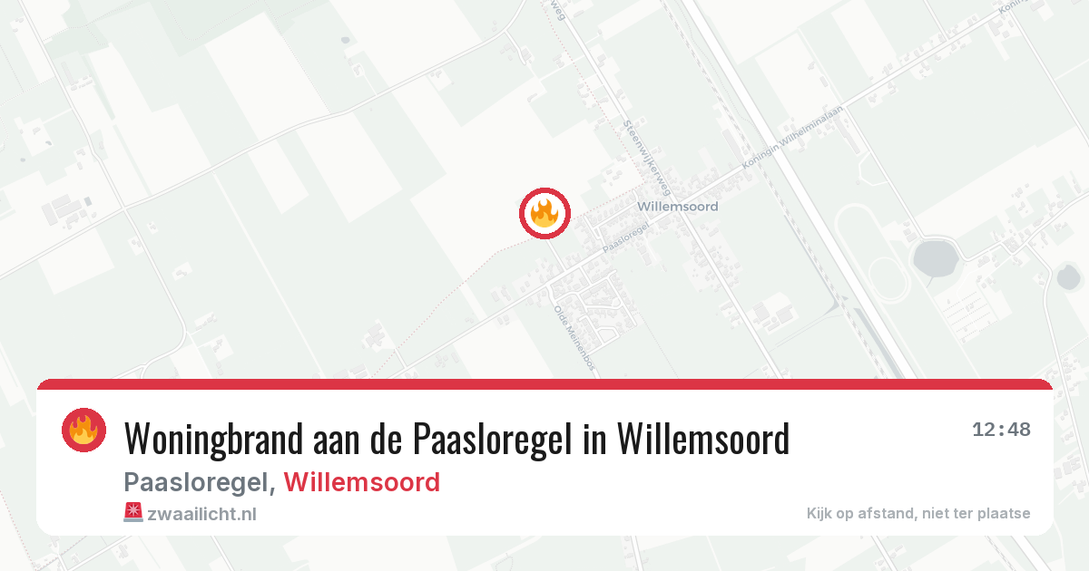 Woningbrand aan de Paasloregel in Willemsoord — 12 apr 2026