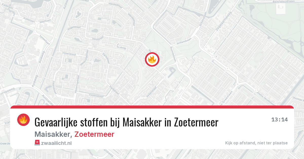 Gevaarlijke stoffen bij Maisakker in Zoetermeer — 16 mei 2026