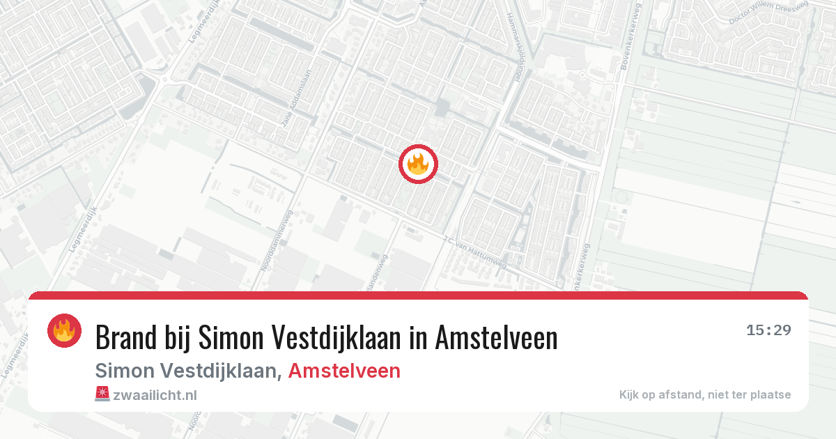 Brand bij Simon Vestdijklaan in Amstelveen — 20 mrt 2026