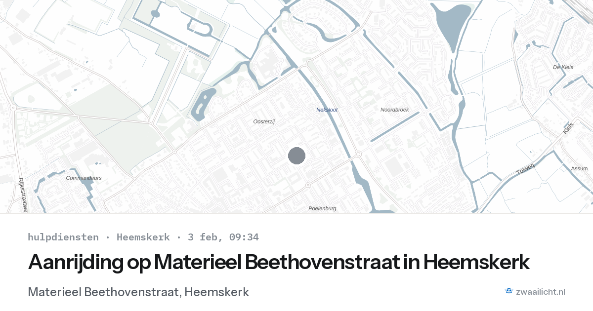Aanrijding op Materieel Beethovenstraat in Heemskerk — 3 feb 2026