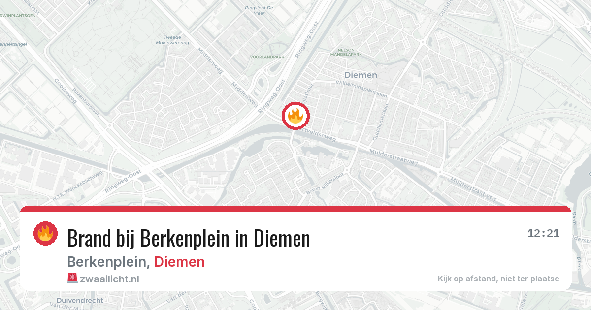 Brand bij Berkenplein in Diemen — 13 mei 2026