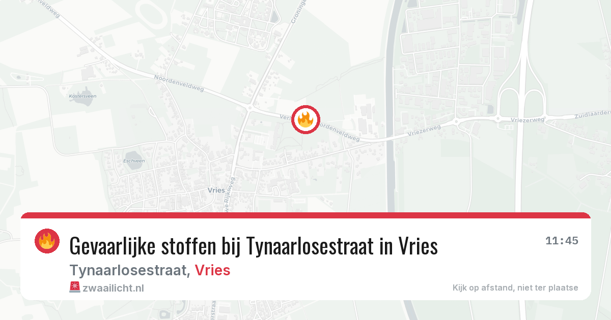 Gevaarlijke stoffen bij Tynaarlosestraat in Vries — 3 jul 2026