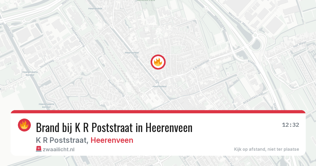Brand bij K R Poststraat in Heerenveen — 28 jun 2026