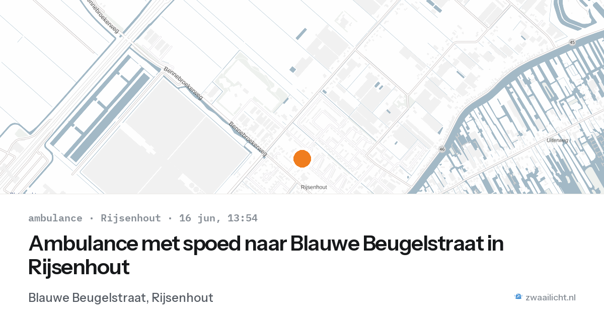 Ambulance met spoed naar Blauwe Beugelstraat in Rijsenhout — 16 jun 2026