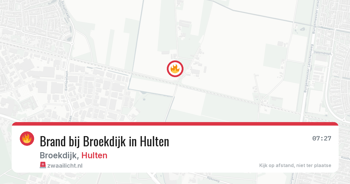Brand bij Broekdijk in Hulten — 23 jul 2026