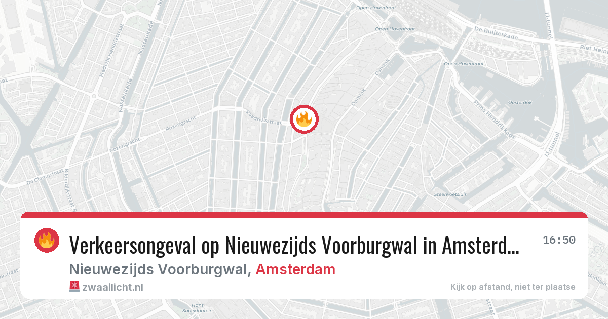 Verkeersongeval op Nieuwezijds Voorburgwal in Amsterdam — 29 jul 2026