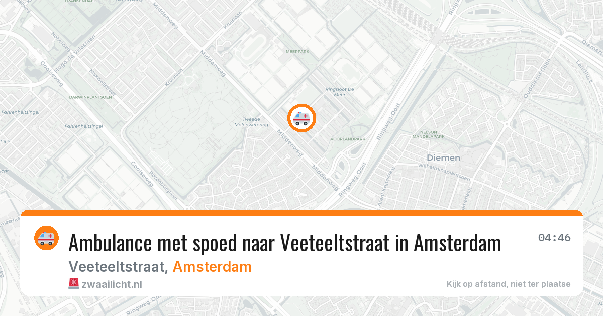 Ambulance met spoed naar Veeteeltstraat in Amsterdam — 6 mei 2026