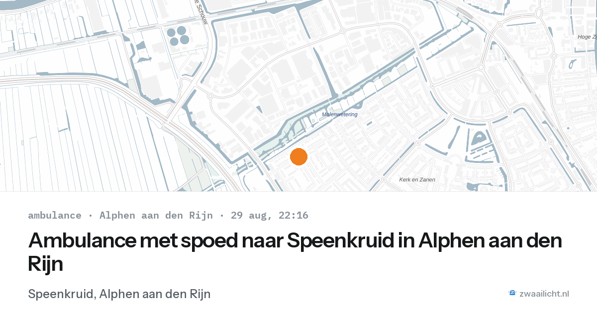 Ambulance met spoed naar Speenkruid in Alphen aan den Rijn — 29 aug 2026