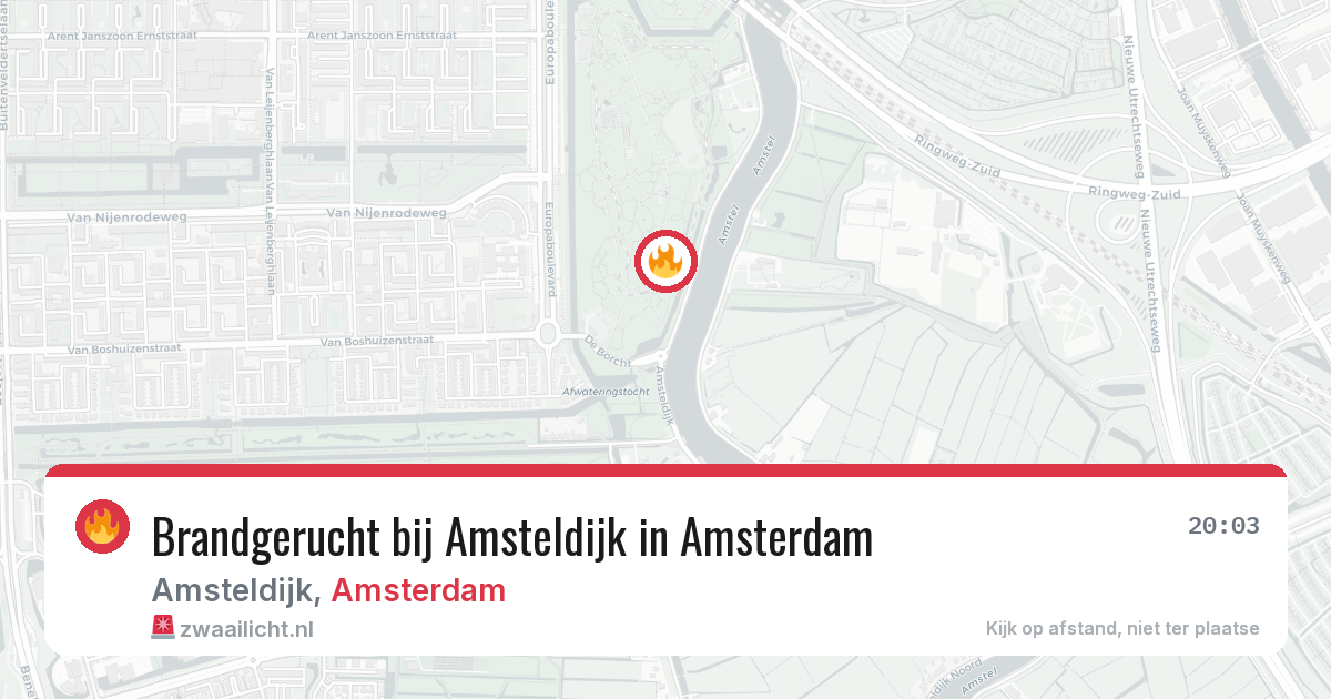 Brandgerucht bij Amsteldijk in Amsterdam — 28 jul 2026