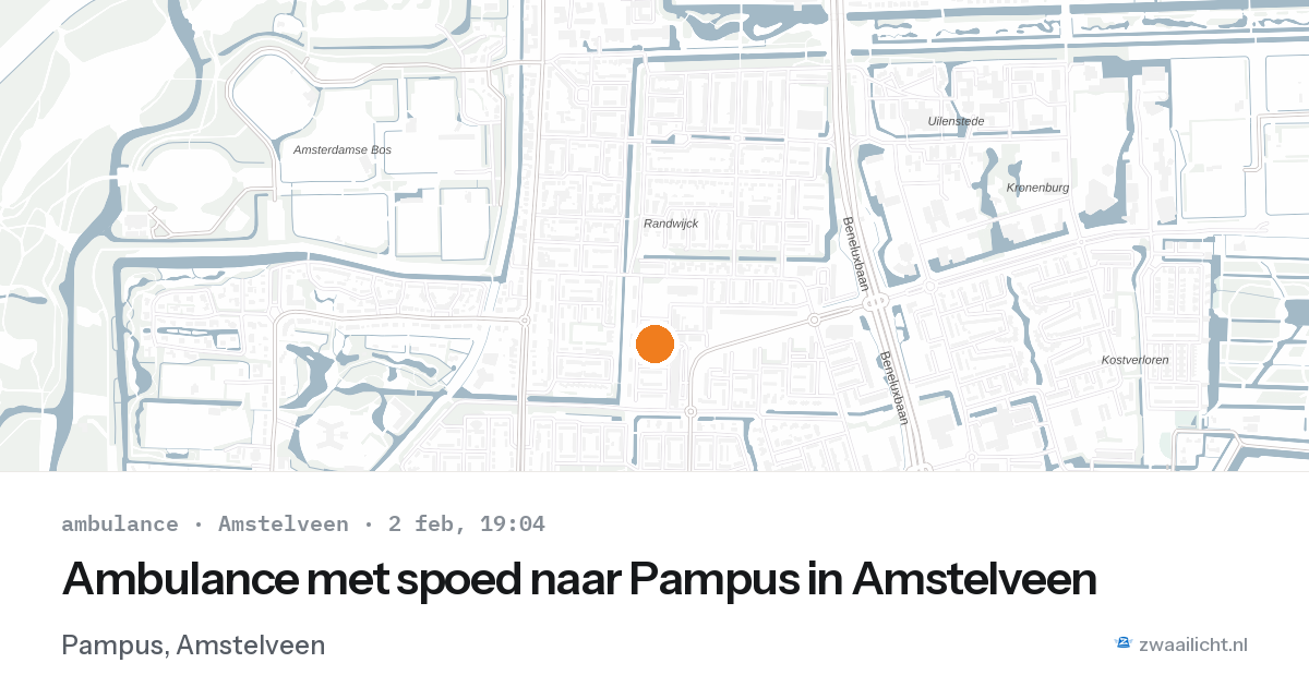 Ambulance met spoed naar Pampus in Amstelveen — 2 feb 2026