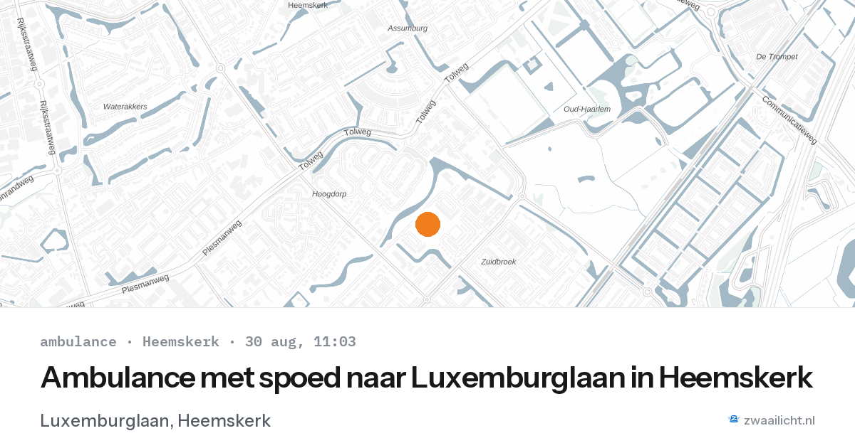 Ambulance met spoed naar Luxemburglaan in Heemskerk — 30 aug 2026