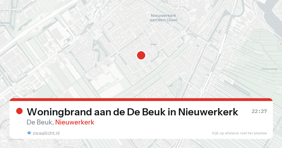 Woningbrand aan de De Beuk in Nieuwerkerk — 22 aug 2026