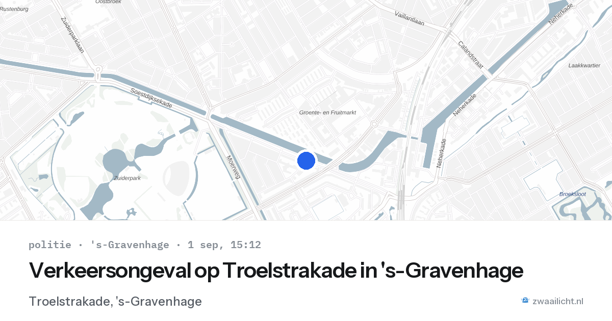 Verkeersongeval op Troelstrakade in 's-Gravenhage — 1 sep 2026
